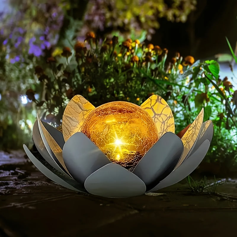 Solar Iron Art Lily Lamp, Outdoor Lighting, Suitable for Courtyard, Garden, Park, Pathway, Lawn