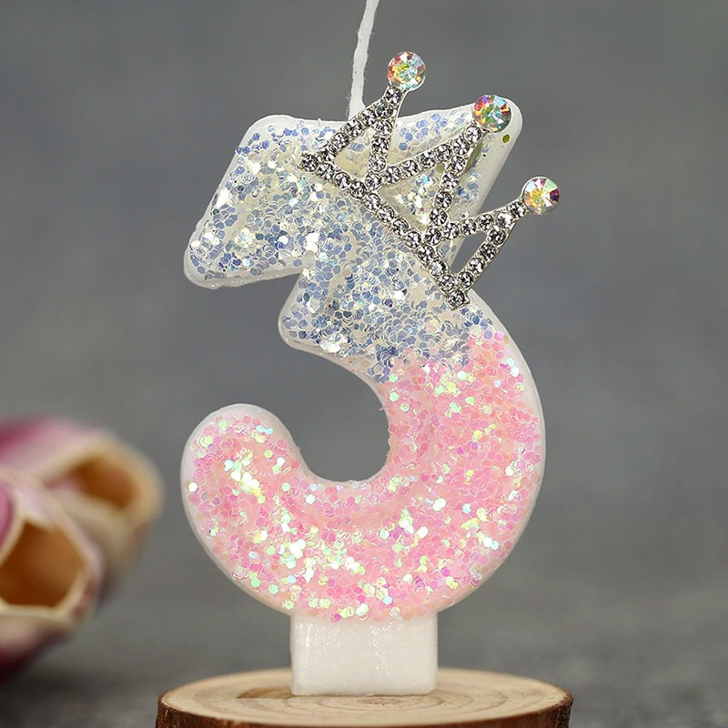 3D Princess Cake Topper Candle, Single Pack Glitter Number Birthday - Paraffin Wax, Single-Wick, Irregular Shape - for Party Decoration Supplies