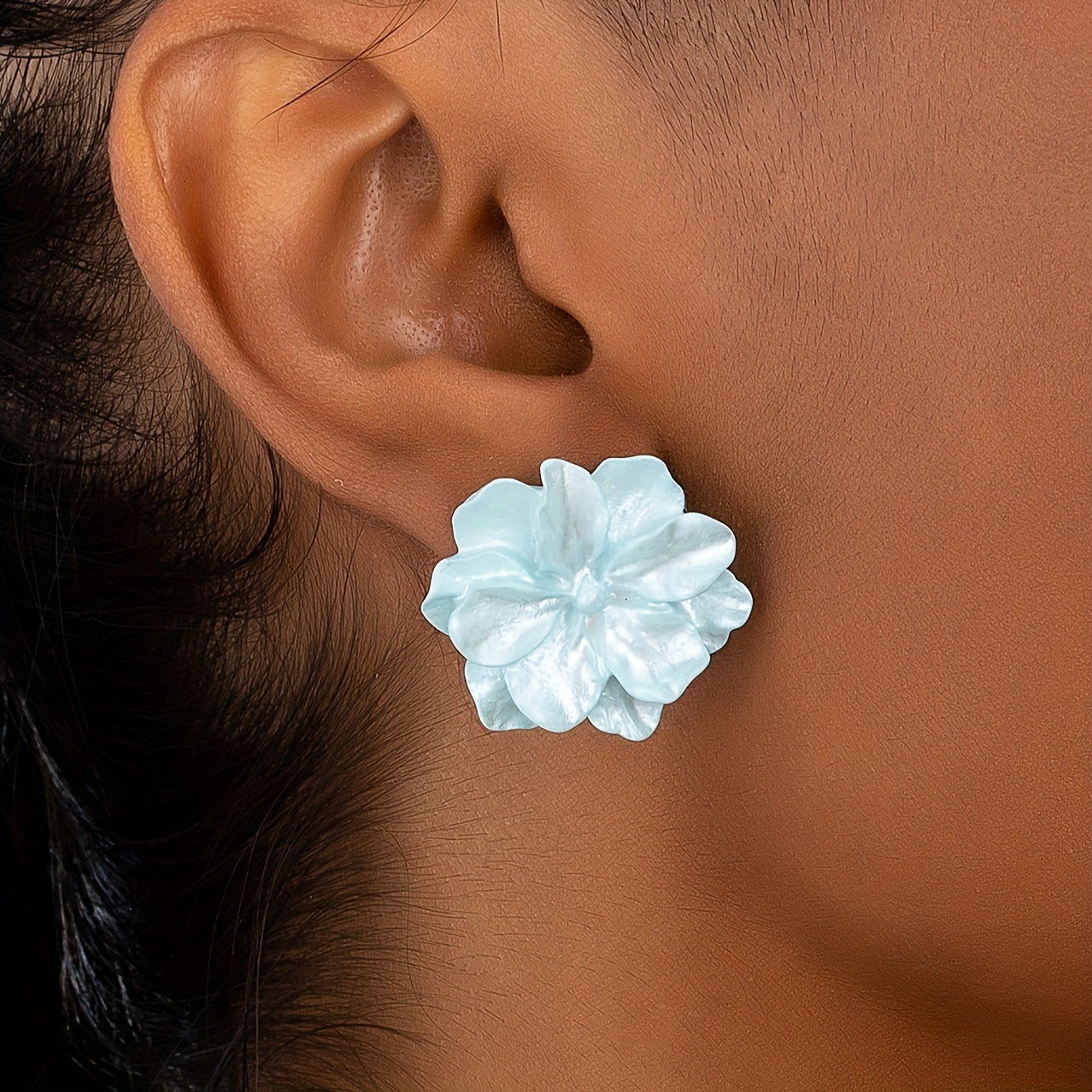 Elegant Floral Bloom Stud Earrings - Hypoallergenic Acrylic, Iron-Free Ear Needles, Perfect for Daily Wear, Parties, Weddings, Banquets, Business Events, and Leisure Activities - One Pair