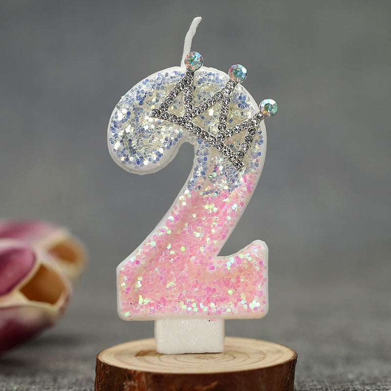3D Princess Cake Topper Candle, Single Pack Glitter Number Birthday - Paraffin Wax, Single-Wick, Irregular Shape - for Party Decoration Supplies