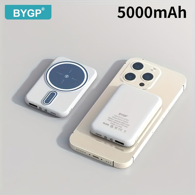 New 5000mAh Magnetic Wireless Power Bank for Apple 15 Pro / 14 Max / 13 / 12 Android Phones with LED Power Display, Portable Charger for Outdoor Travel Emergency Backup Mobile Power Supply, Gift