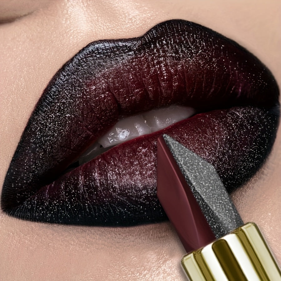XUS Red & Black Two-Tone Lipstick - Waterproof, Sweatproof, High Pigment, Long-Lasting Makeup for All Skin. T