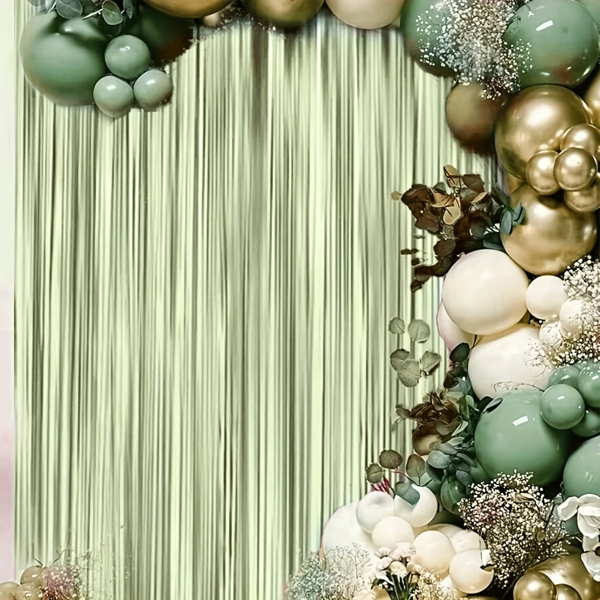 1pc Matte Sage Green Tassel Backdrop, 100.0x200.0cm - Perfect for Weddings, Birthdays, and Themed Parties - Versatile Celebration Decor with Shimmering Plastic Tassels, Party Backdrop|Shimmering Decor|Durable Plastic Tassel,