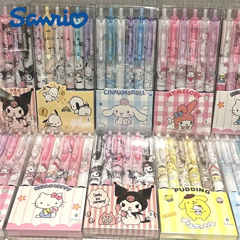 6pcs Sanrio Family High-Value KT Press Ballpoint Pen