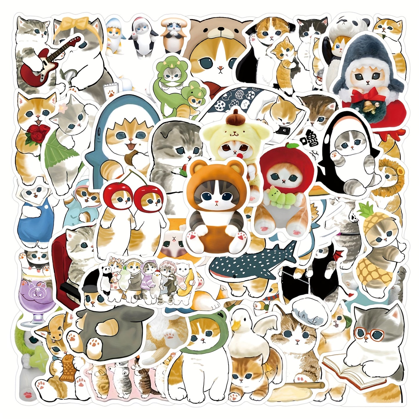 55pcs Mofusand Sticker, for Decorating Stationery, Cup, Mobile Phone, Laptop, Suitcases, Refrigerator, Skateboard, Guitar