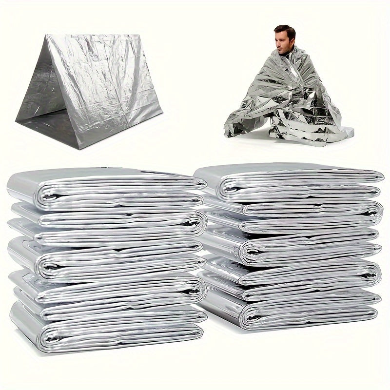 90% Heat Retention Thermal Blankets - Ultimate Survival Kit: 10-Pack, 52"" X 82"" - Essential Outdoor Gear
