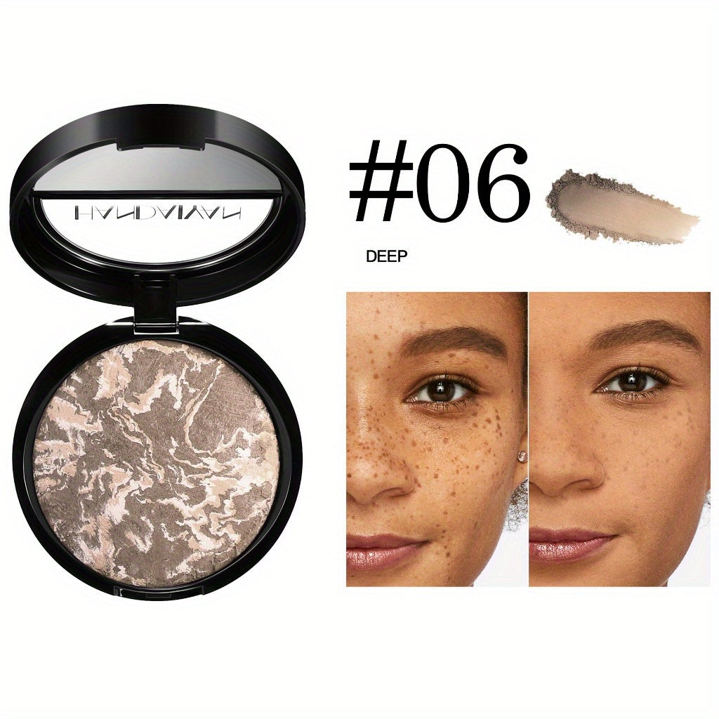 Marble Baked Powder Contour Palette - Nose Shadow, Blush, Highlighter, Long-Lasting Lightweight Foundation, Perfect for All Skin Types, Natural Finish, All-in-One Makeup Kit,