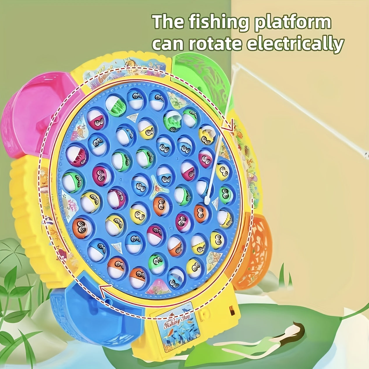 15/24 Fish Fun Electric Fishing Toy, Rotating Fishing Plate, Set of Fishing Toys, Children's Fishing Toys, Music Rotating Fishing Plate Set, Children's Desktop Competition Toy, Birthday and Thanksgiving Gifts, Best Gift for B