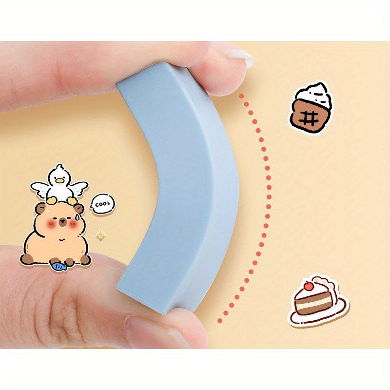20pcs Style Random Capybara Erasers Cute Long Strip Pencil Erasers Clean No Residue Eraser Small Volume Portable Art Sketch Erasers for Students