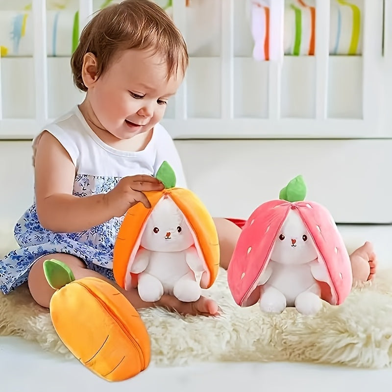 Soft Pink/Yellow Fruit-Themed Rabbit Plush Toy Set - Adorable, Perfect for All Ages & Ideal Birthday Gift