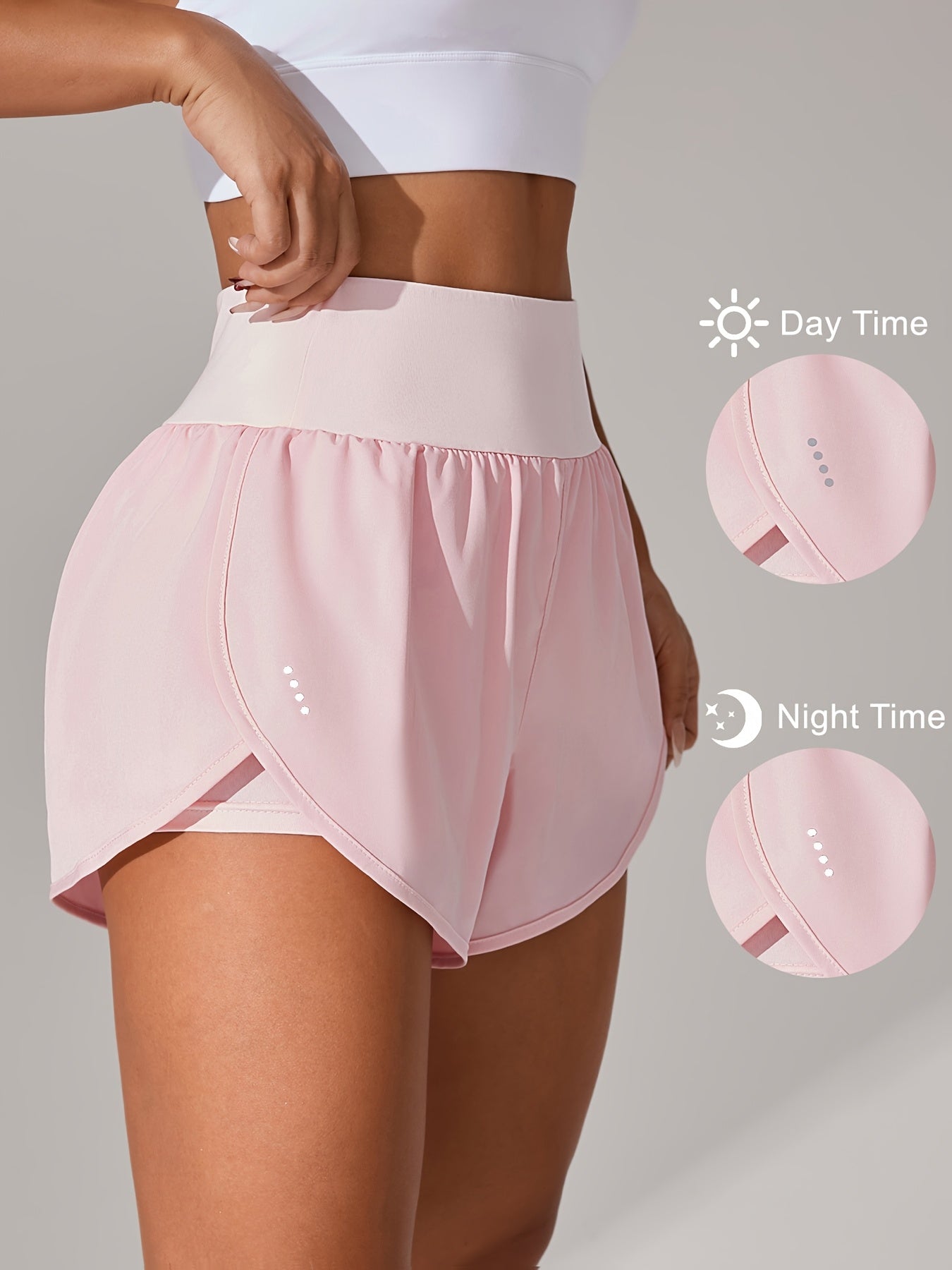 Light Blue High-Waisted Yoga Shorts with Ruffles