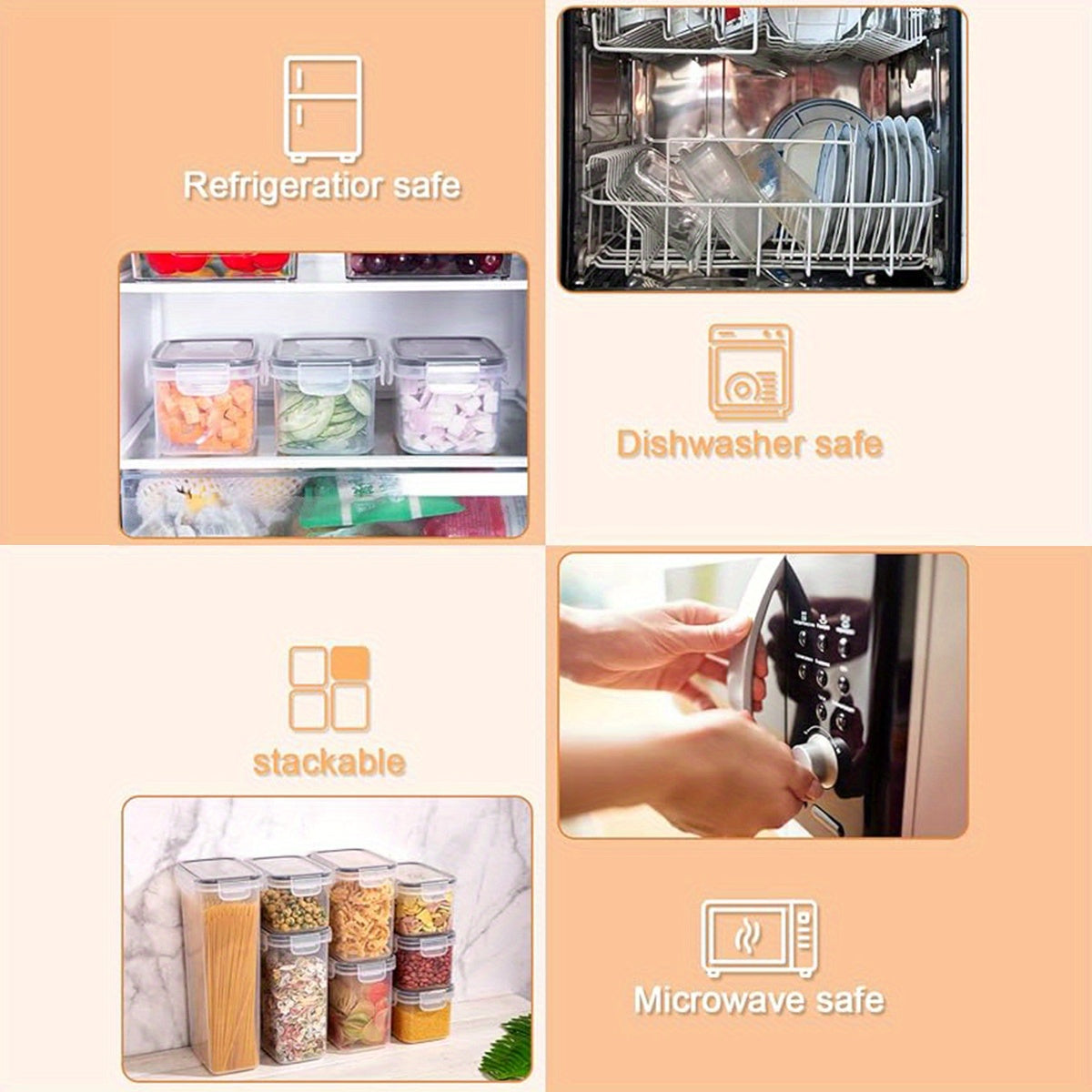 48/24/12pcs Airtight Food Storage Containers with LIDS, Perfect for Kitchen Pantry Organization And Storage Of Grains, Rice, Pasta, Tea, Nuts And Coffee Beans - Dishwasher Safe And Includes Labeled And Labeled Kitchen Items