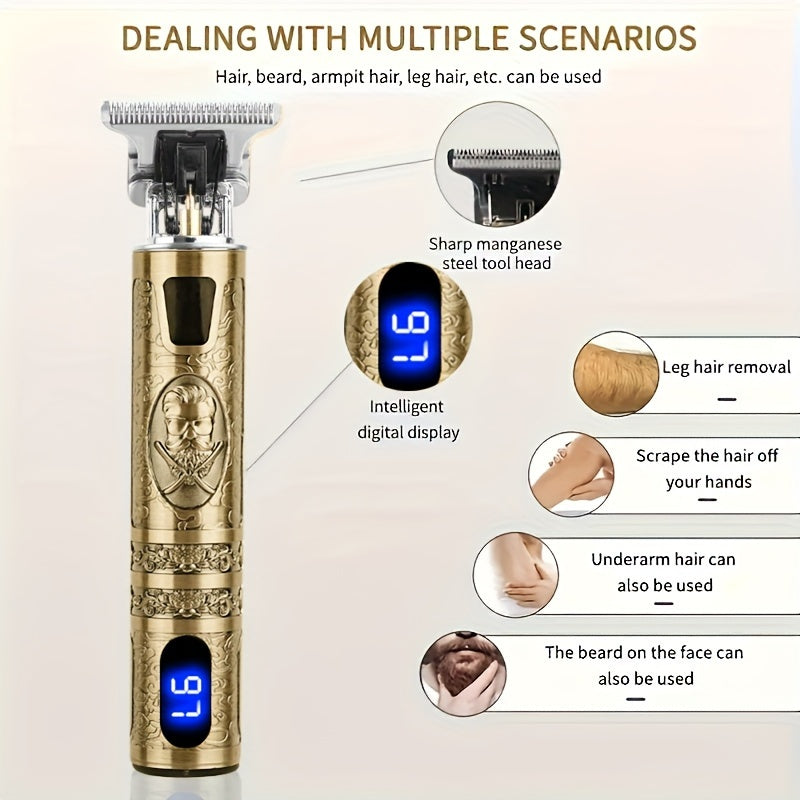 Hair Clippers Beard Trimmer for Men, Electric Cordless Clippers with LCD Screen.