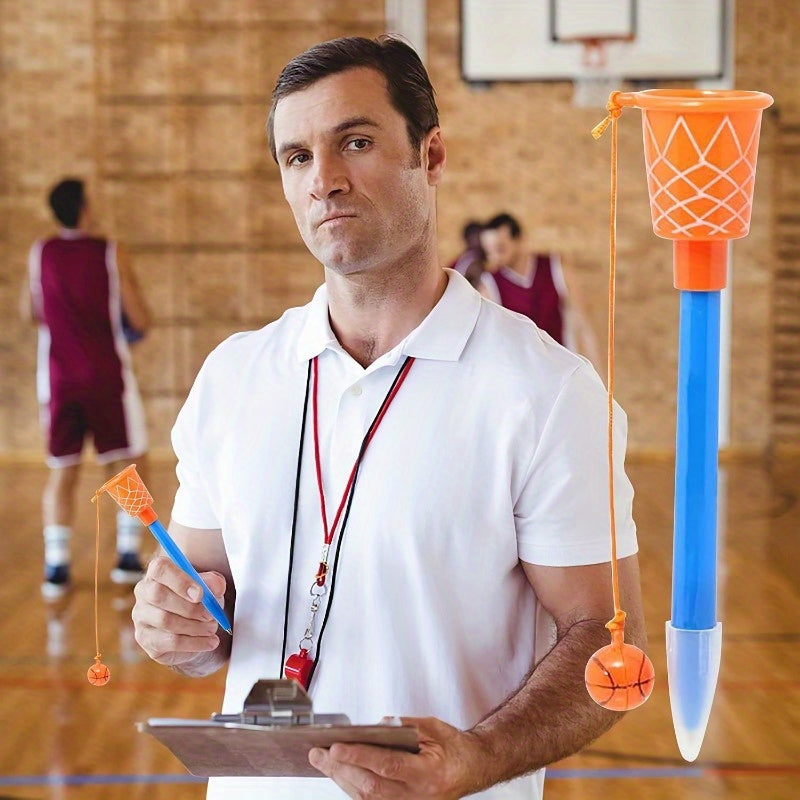 1pc/2pcs Basketball Pens - Plastic Sports Themed Pen with Click-off Cap, Medium Point, Round Body Shape