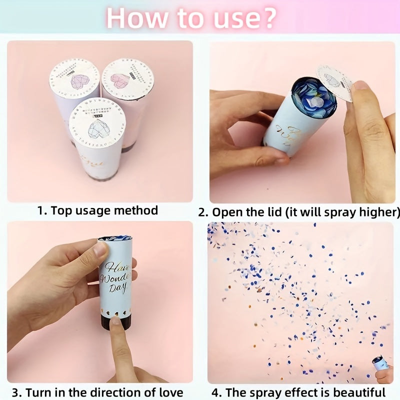 # 5pcs Handheld Confetti Cannon Set for Weddings & Birthdays, Paper Confetti Popper Tubes with Custom Messages, Universal Celebration Party Favors for Adults 18+