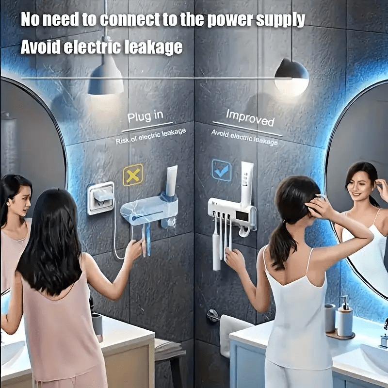 Stylish Smart Toothbrush Holder, Toothbrush UV Sterilizer with Automatic Toothpaste Dispenser, USB Charging, 6 Important Holidays Gifts, Christmas, Halloween, Valentine's Day, Easter etc., Very Suitable for Home Bathrooms and