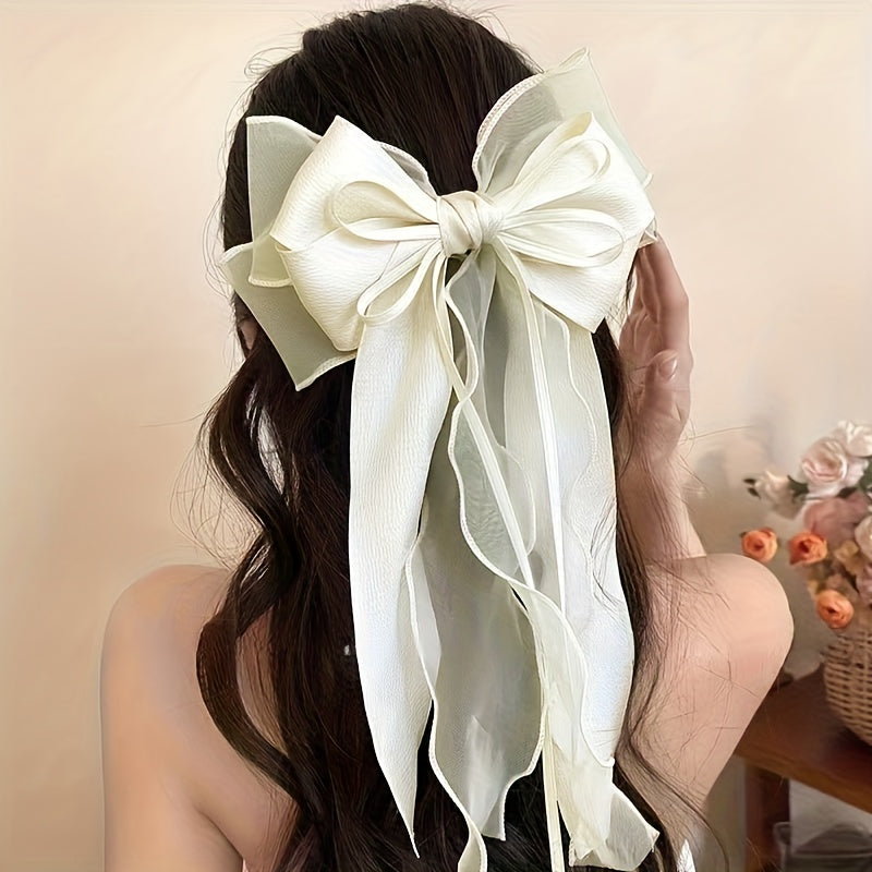 Romantic Elegant Lace Bow Hair Clip | Multi-Layered, Valentine's Day Accessory, Ribbon Back Combs for Long Hair