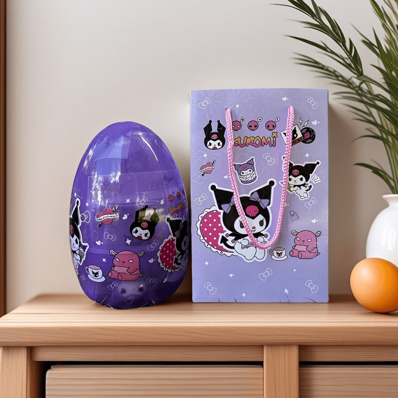 For Hello Kitty Cartoon Egg-Shaped Fine Tool Set, Including 6 Color Watercolor Pens + 6 Colored Pencils + Wallet + Key Chain + 2 Pencils + Ruler + Eraser + Pencil Sharpener + Gift Bag + Birthday Gift and Party Surprise Essent