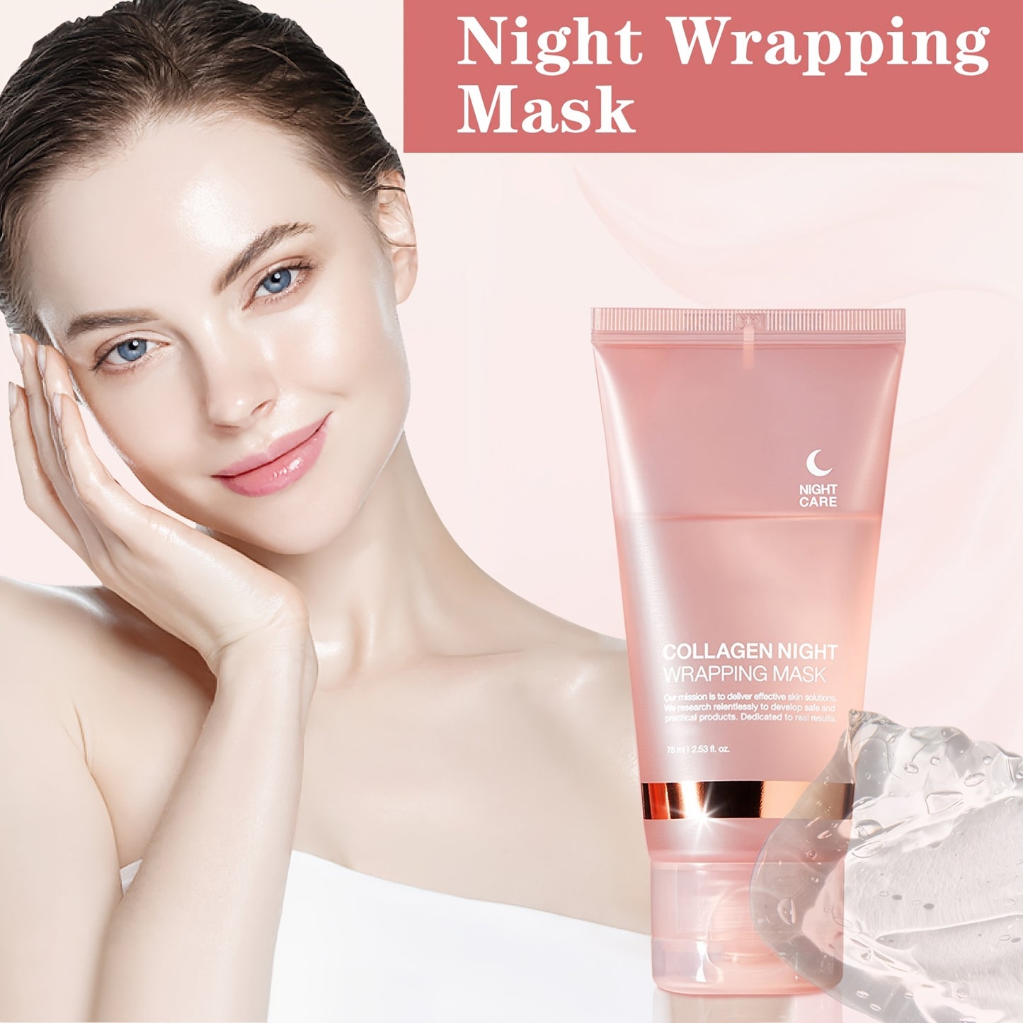 1pc/2pcs Collagen Night Hydrating Mask, Contains Salicylic Acid, Urea and Niacinamide, Improves Pores, Moisturizes and Enhances Elasticity, Makes Skin Look Younger-75ml