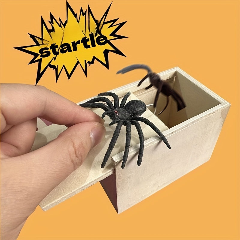 Handmade Wooden Spider Surprise Gift Box | 1pc | Wooden | Swingable, Reusable | Prank Toy | Birthdays, Christmas, April Fools' Day | Fun
