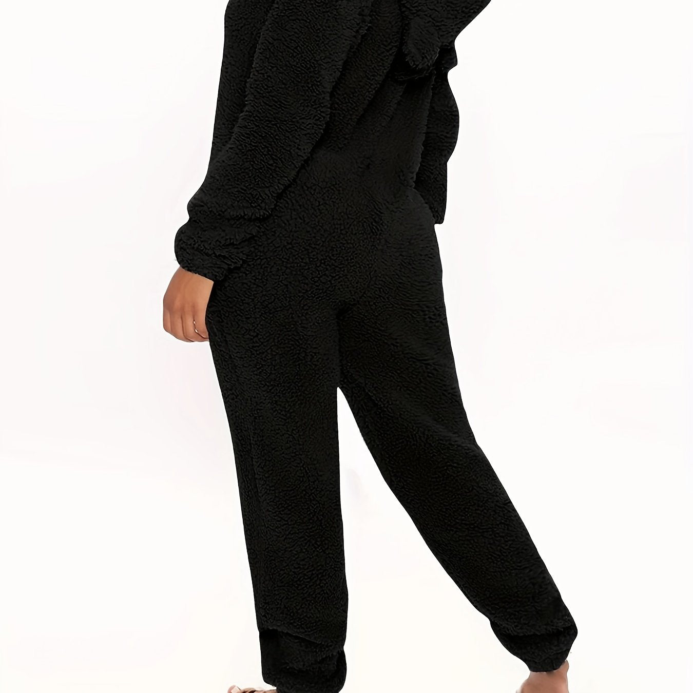 Women's Plush Fleece Pajama Jumpsuit - Hooded, Zip-Up, Easy-Care,