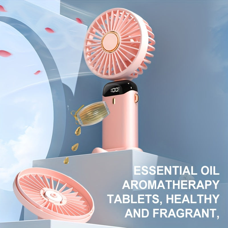 1pc Large Wind Quiet Electric Carry-on Portable Handheld Fan with Aromatherapy for Outdoor Use