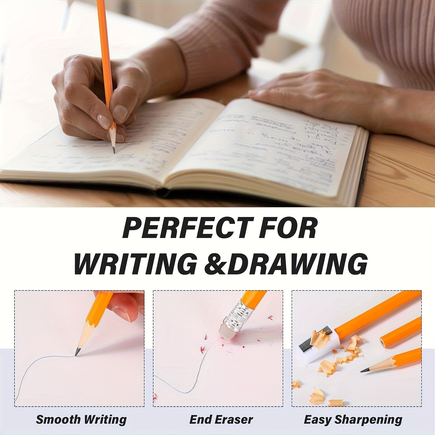 10/30pcs Yellow HB Pencils with Erase
