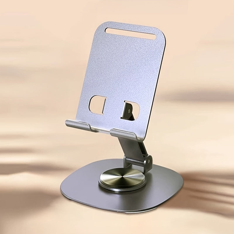 360° Rotating Metal Phone and Tablet Stand | Foldable Desktop Holder with Suction Cup Base | Adjustable Height & 180° Tilt | Multi-Angle Viewing Angle | Sleek Metallic Finish | Ideal for Office Use, Portable Device Stand |