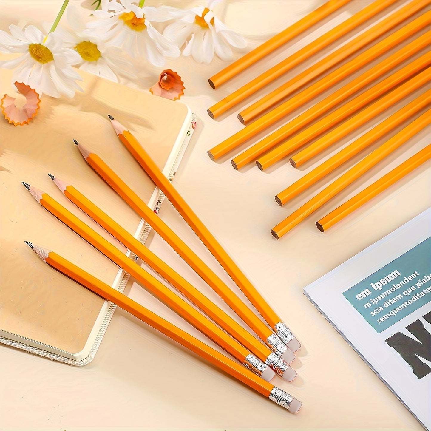 10/30pcs Yellow HB Pencils with Erase