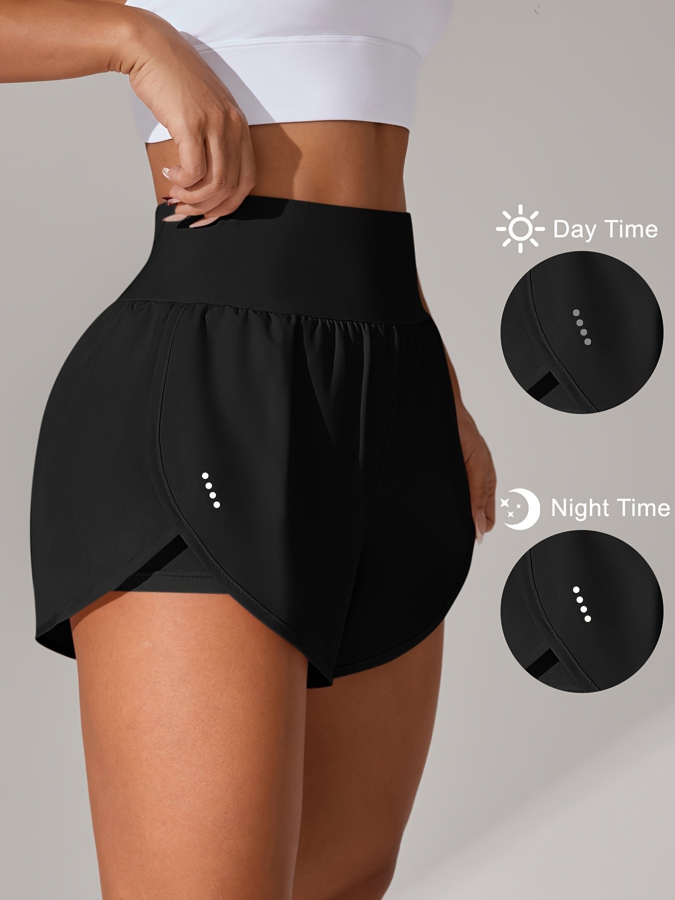 Light Blue High-Waisted Yoga Shorts with Ruffles