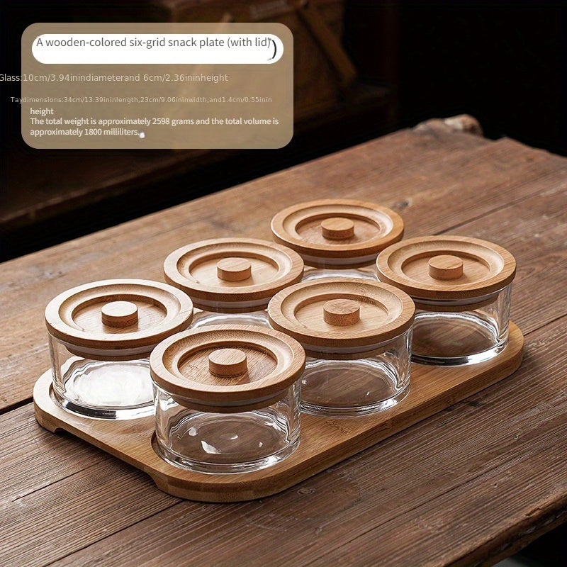 A Compartmentalized Fruit Platter with a Lid for Snacks, Nuts, And Tea Storage,