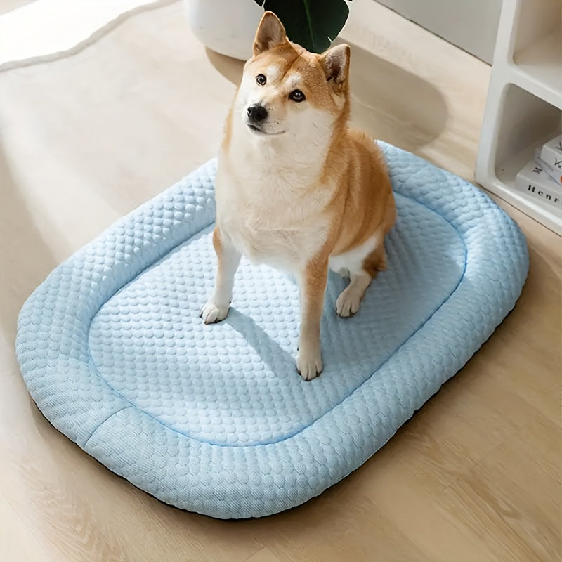Light Blue Washable Summer Cooling Mat for Dogs - Cool Bean Pad for Pets When Going Out, Car Pet Cooling Pad, Breathable and Comfortable, Heat Dissipation and Ventilation, Kühlmatte Hund