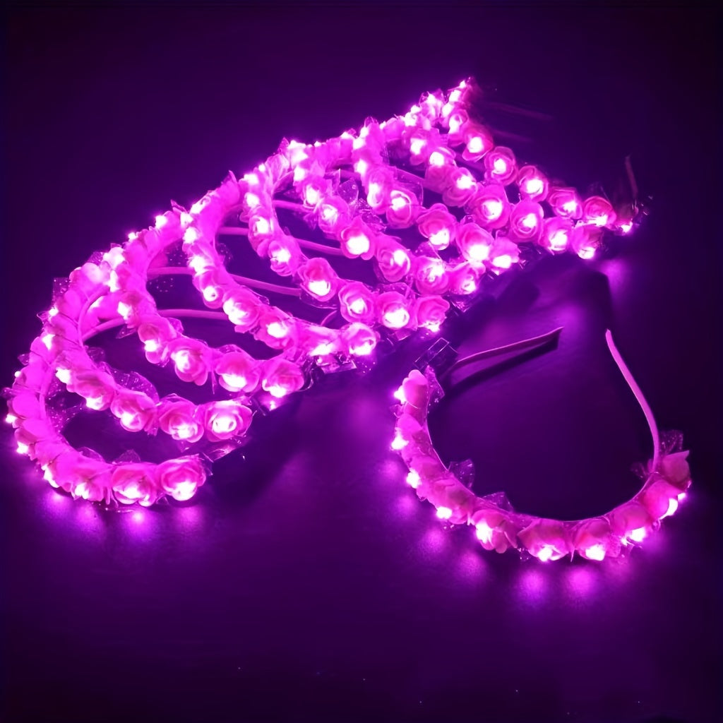 1pc luminous headwear hair hoop luminous flower wreath bride headwear hair hoop night market stall decorations Christmas Halloween headwear accessories