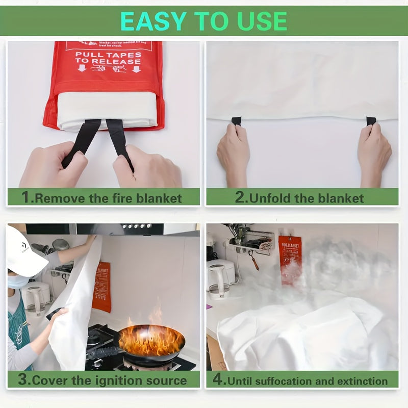 Emergency Fire Blanket - 39" x 39" Fiberglass Flame Retardant Safety Blanket for Home, Kitchen, School, Car, BBQ, Office & Warehouse