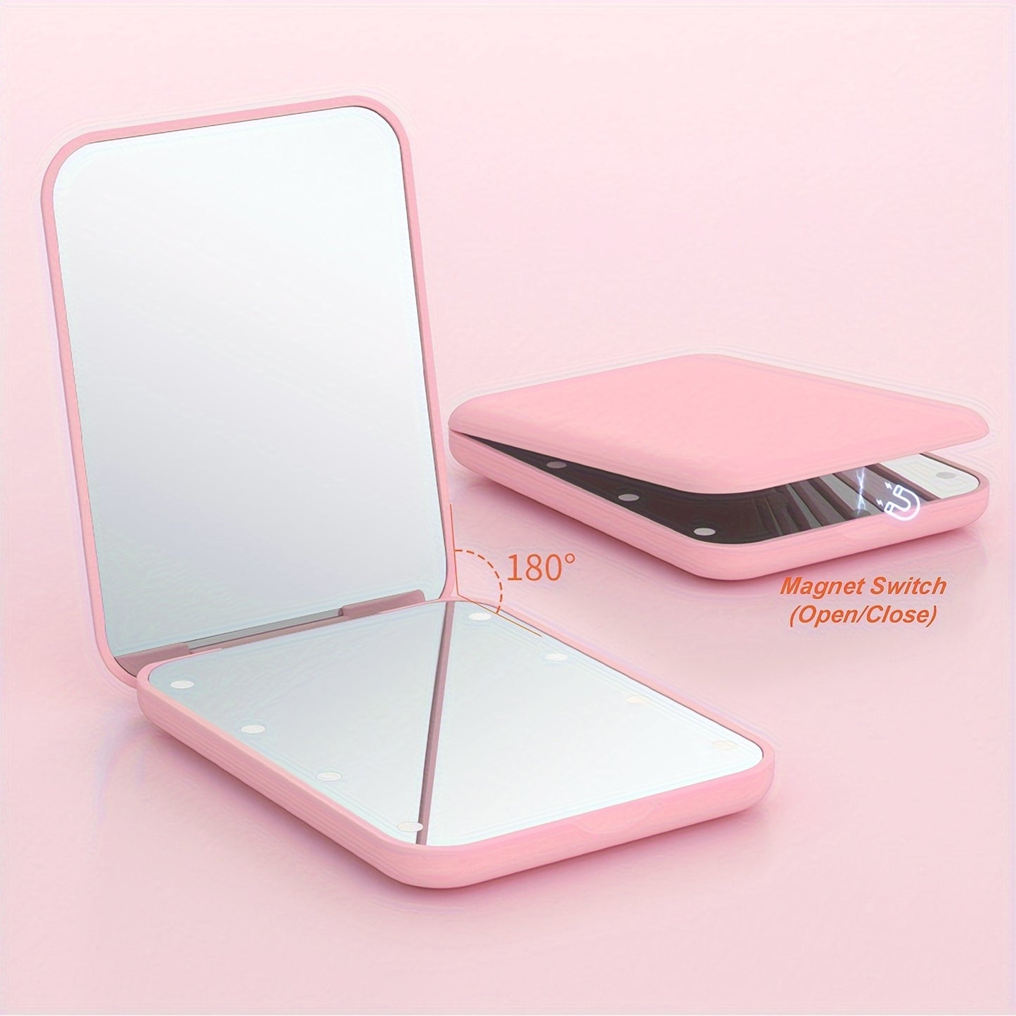 LED Pocket Makeup Mirror, 1X/3X Magnified LED Mini Compact Travel Makeup Mirror,