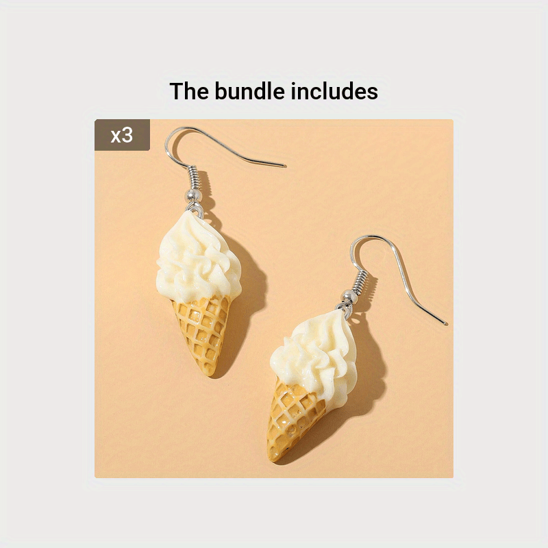 Imitation Ice Cream Resin Drop Dangle Earrings Food Design Accessories For Women Party Jewelry