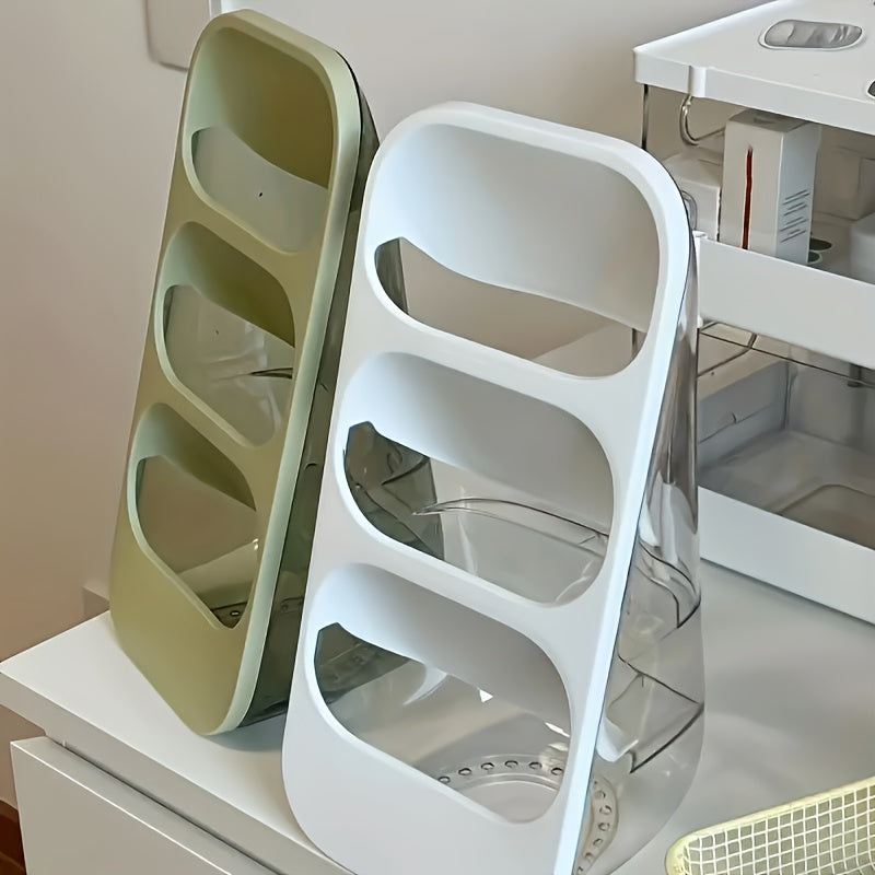 3-Grid Plastic Tableware Organizer - Multi-Functional Kitchen Rack for Utensils, Chopsticks, Forks, Knives - Wall-Mountable and Desktop Cutlery Holder with Washable Design, Available in White, Grey, Green