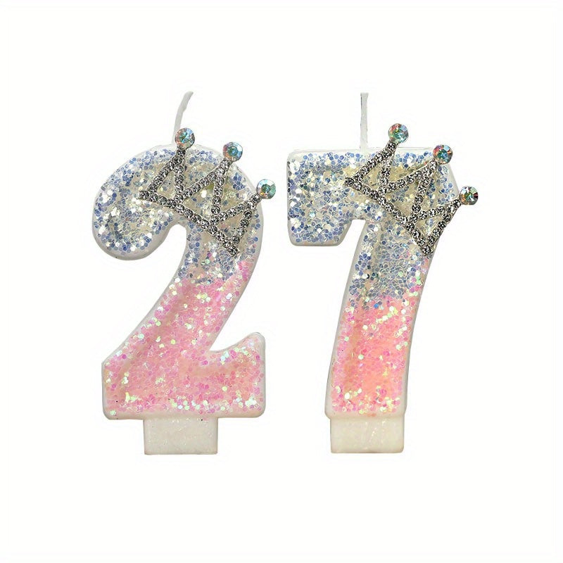 3D Princess Cake Topper Candle, Single Pack Glitter Number Birthday - Paraffin Wax, Single-Wick, Irregular Shape - for Party Decoration Supplies