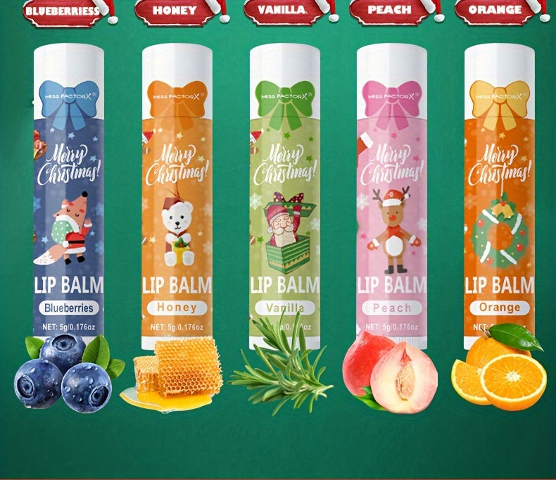 Gift Set 10pcs/Box Deep Hydration Long-Lasting Moisturizing Lip Balm Set Smooth Lips Christmas Theme Gift.