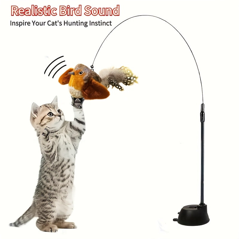 Interactive Cat Toy – Realistic Bird Sounds, Auto Flapping Fun