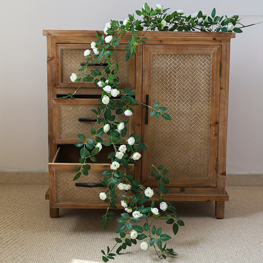 1 Lifelike Rose Vine, Plastic, Simulated, Fake, Indoor Wall Hanging, Wedding Scene Decoration, Outdoor Yard Decoration, with Decorative Flowers, No Electricity Required, No Feathers, for Wedding, General Use