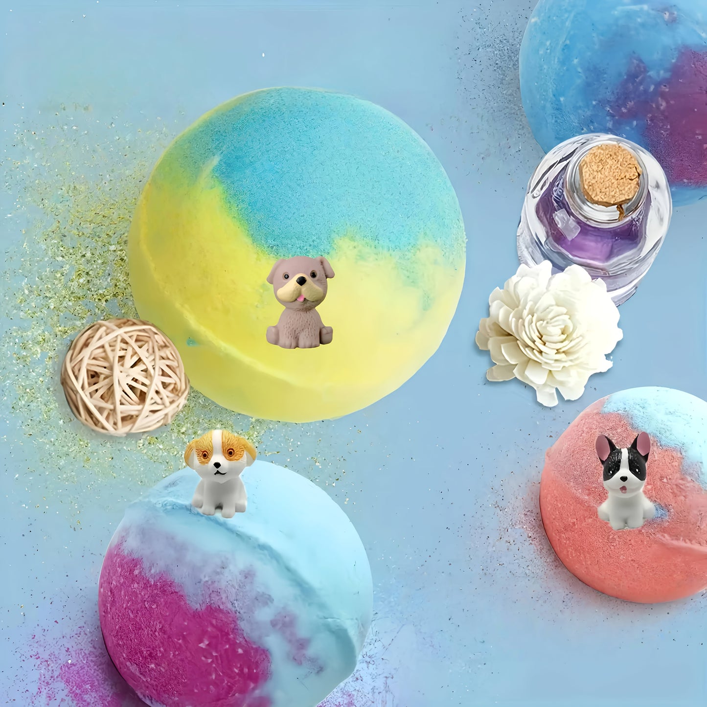 4/6pcs Bath Bombs with Surprise Puppy Inside - Lavender Scented Bubble Bath Salts, 4/6pcs Gift Set for Relaxation & Relaxation, Bath Time Fun.