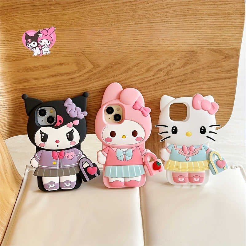 Licensed Cartoon Handbag for Kuromi Compatible with Iphone 16 Pro Max/15/14/13/12/11 Phone Cases, Apple 14 Pro Drop-Resistant Phone Protective Case.