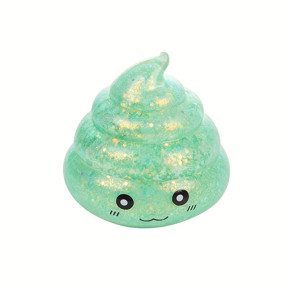 3pcs/set parody prank feces cute maltose pinch music Golden powder glitter feces pinch music squeeze toy (random color)