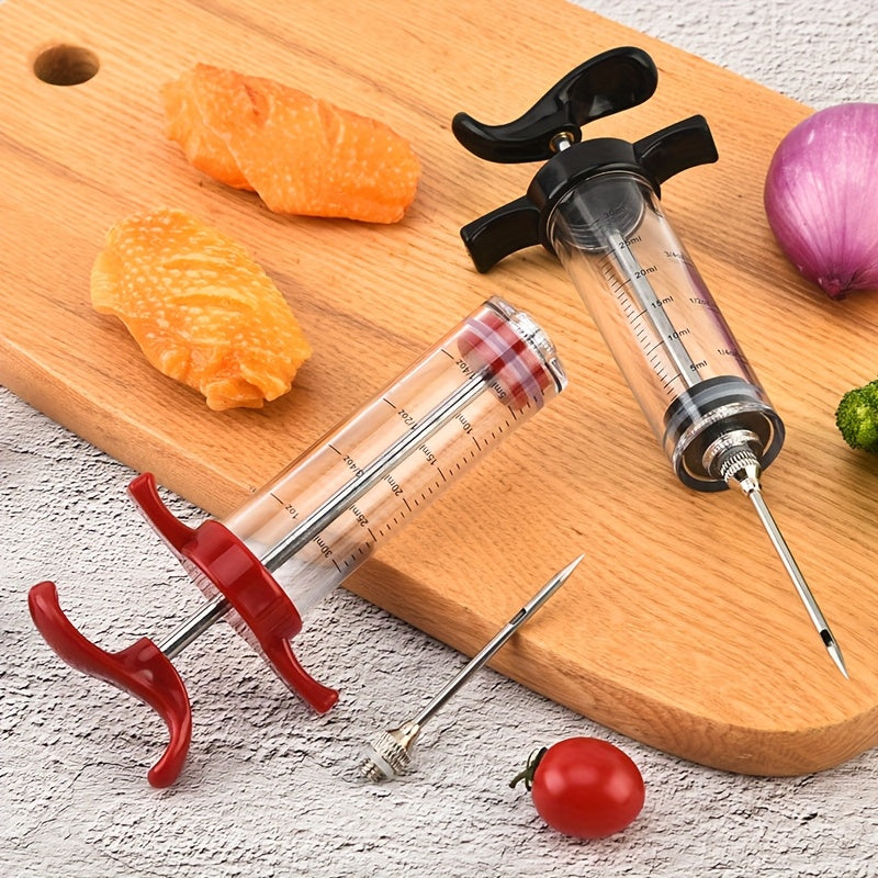 30ml Plastic BBQ Marinade Syringe - Easy-to-Use Meat Injector Tool with Clear Measurement Markings, Perfect for Seasoning Turkey, Steaks, and Vegetables, Kitchen Cooking Accessory, Easy Grip Handle, Sturdy Construction