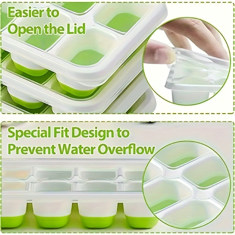 4pcs Silicone Ice Cube Mold Set - Stackable, Covered, Multifunctional for Cocktails & Whiskey, Essential Kitchen Utensils