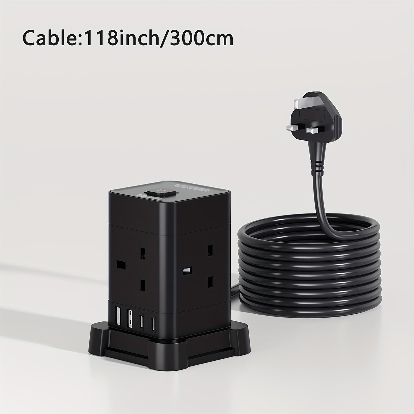 16-in-1 UK Power Strip Tower with USB