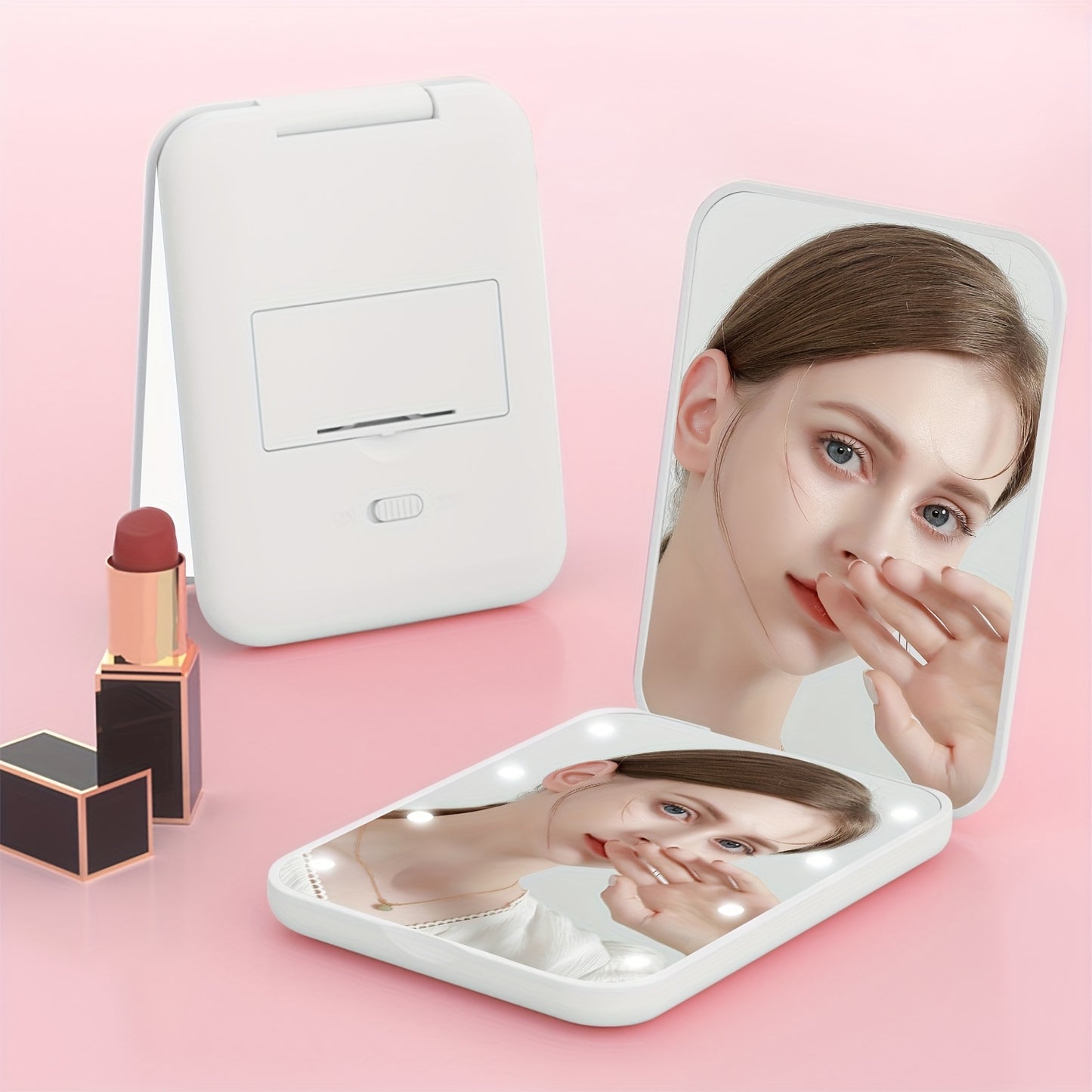 LED Pocket Makeup Mirror, 1X/3X Magnified LED Mini Compact Travel Makeup Mirror,