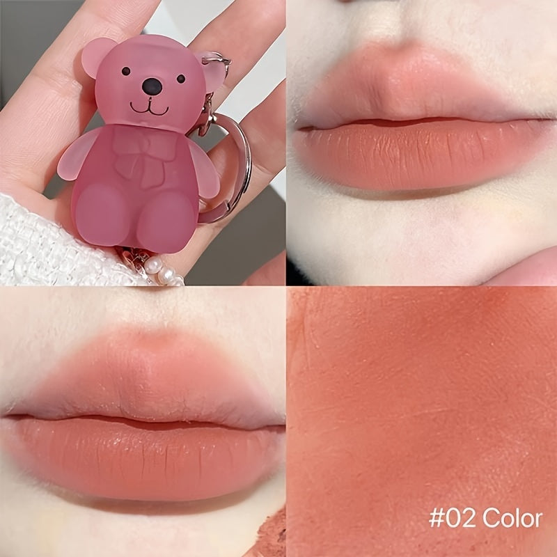 Six-color Bear Lip Glaze - Moisturizing, Matte, Waterproof, Long-lasting, Easy to Apply, Dark Red, Pink, Gift for Couples, Girlfriend