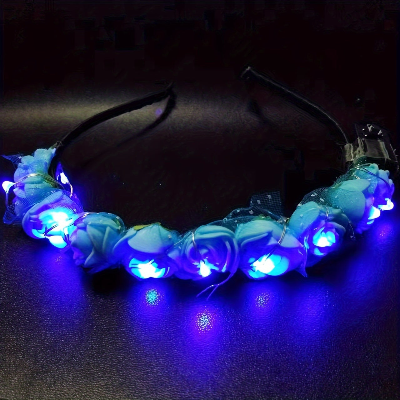 1pc luminous headwear hair hoop luminous flower wreath bride headwear hair hoop night market stall decorations Christmas Halloween headwear accessories
